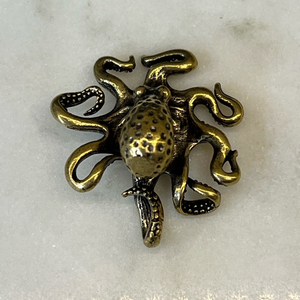 Solid Brass Octopus Vintage-style Sculpture Desk Decor - Picture 9 of 16